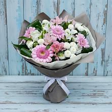 Букет цветов из:  Герберы, Альстромерии и Хризантемы в Карагайлинском