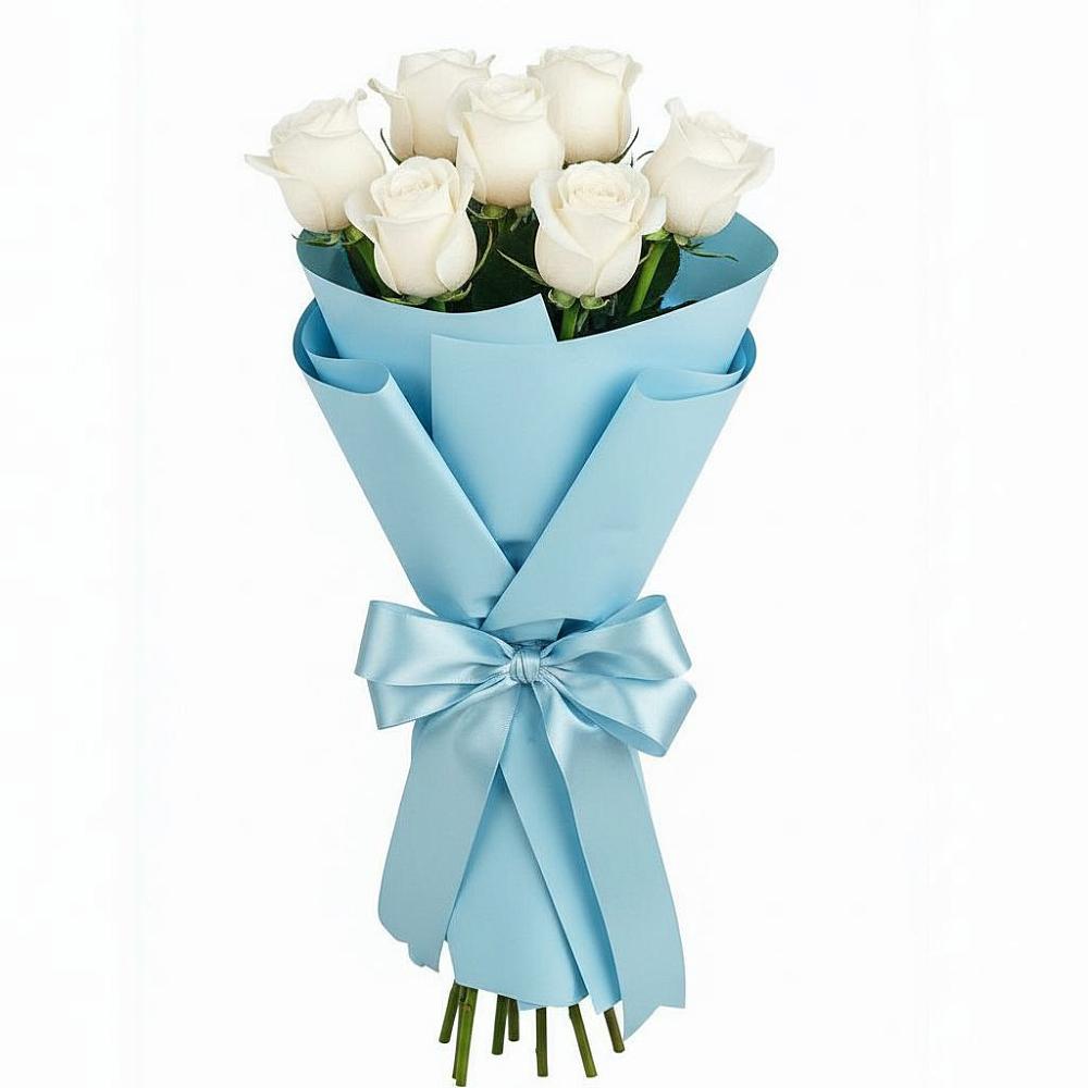 Букет 7 белых роз Проуд в Карагайлинском