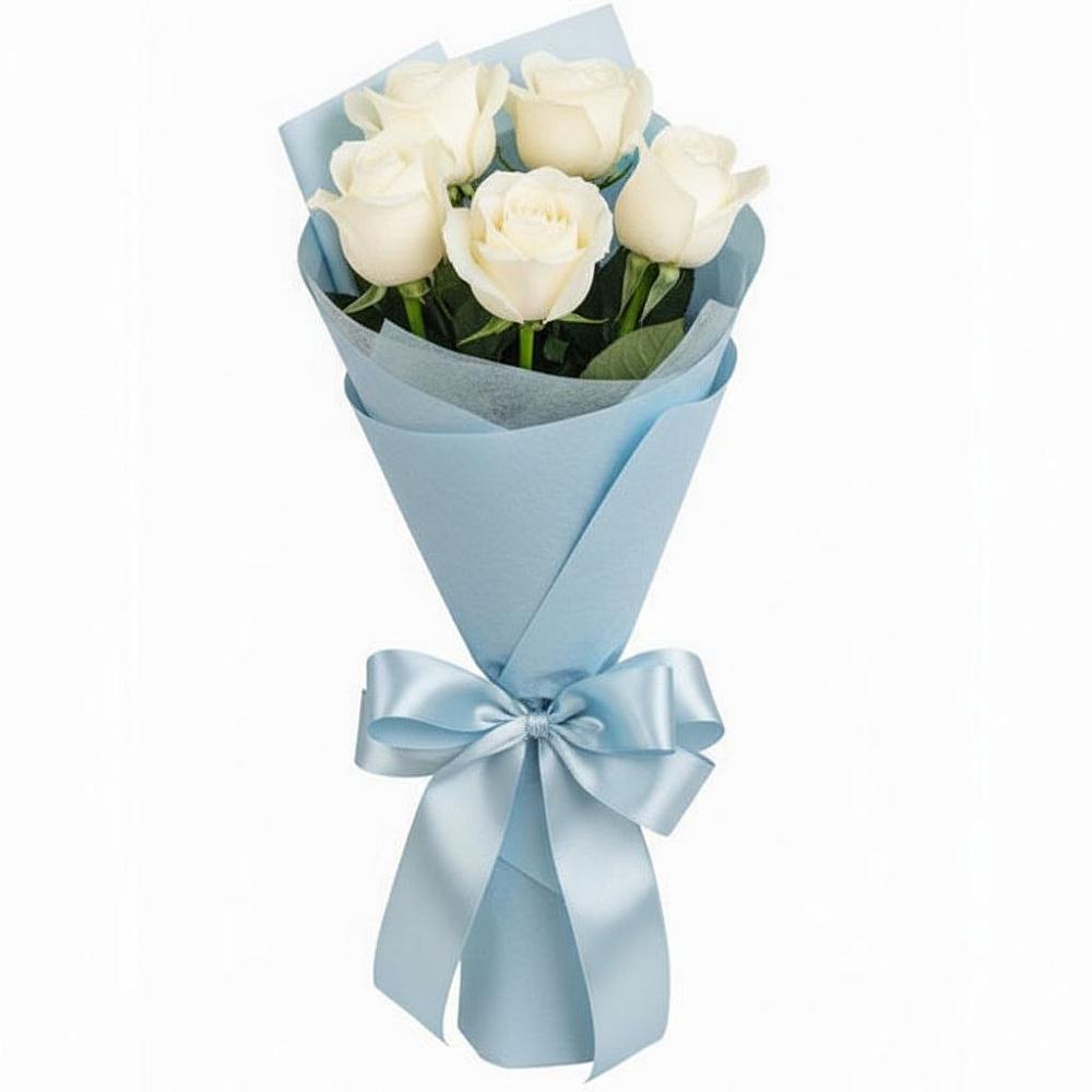 Букет 5 Белых роз Проуд в Карагайлинском