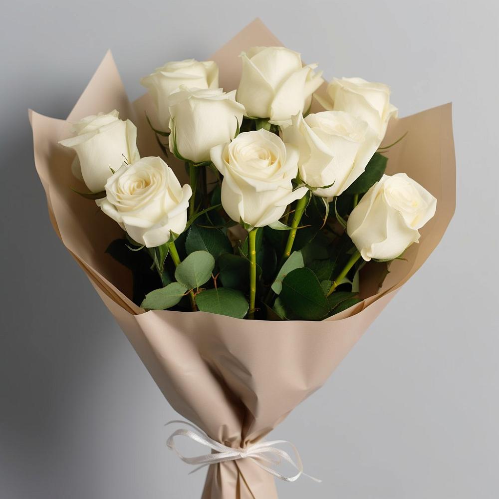 Букет 9 Белых роз Эдлесс Лав в Карагайлинском