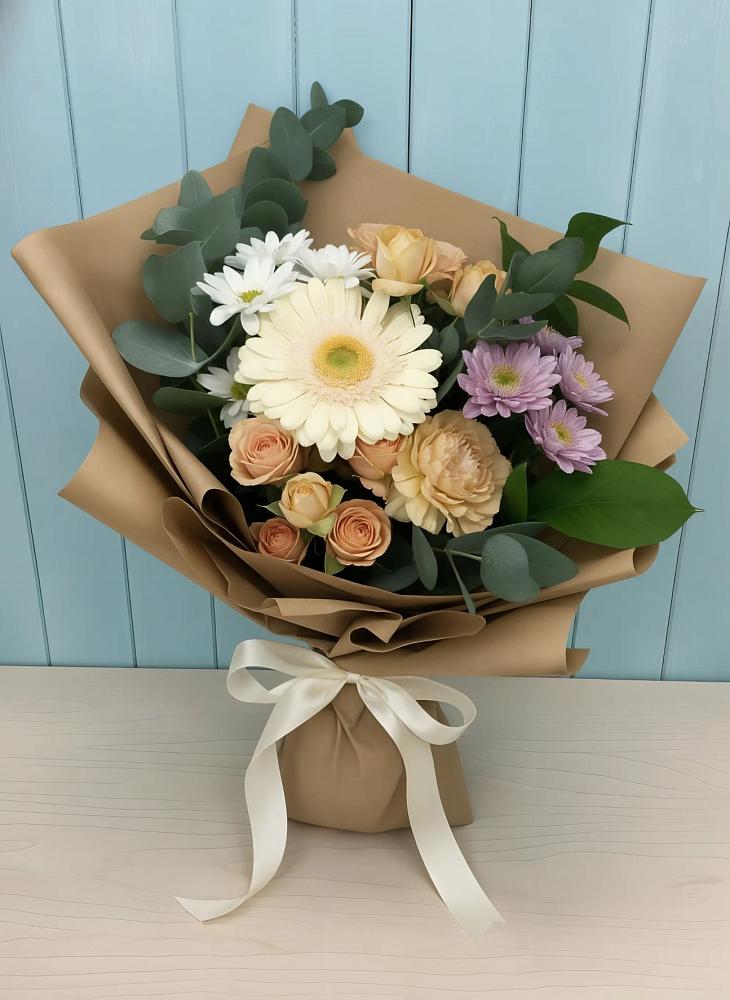 Букет цветов из: Герберы и Хризантемы в Карагайлинском