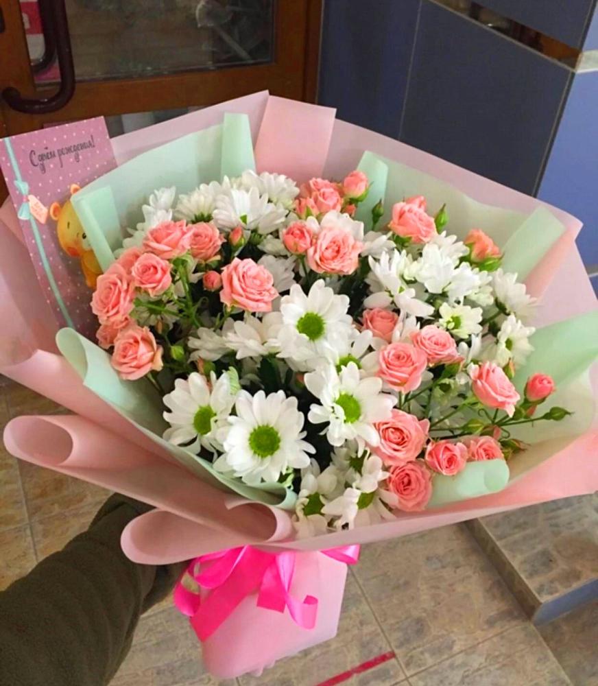 Букет цветов из: Розы и Хризантемы в Карагайлинском