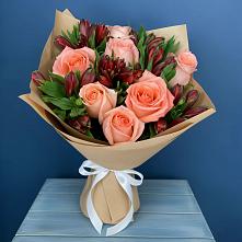 Букет цветов из:  Розы и Альстромерии в Карагайлинском