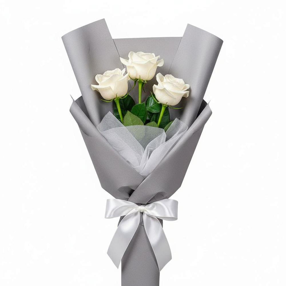 Букет 3 белые розы в Карагайлинском