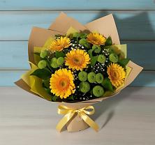 Букет цветов из:  Герберы и Хризантемы в Карагайлинском