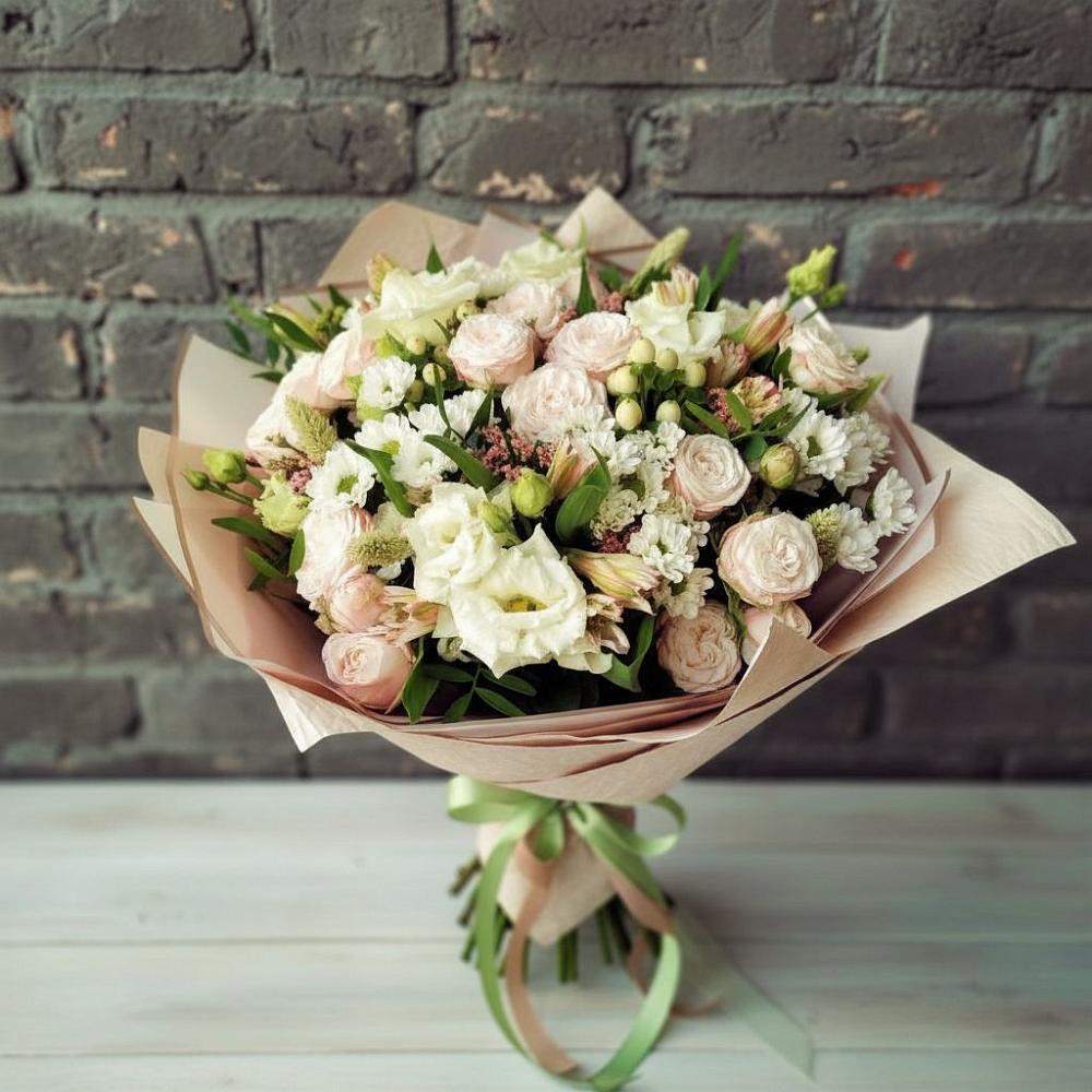 Букет цветов из: Альстромерии, Розы и Хризантемы в Карагайлинском