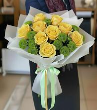 Букет цветов из:  Хризантемы и Розы в Карагайлинском