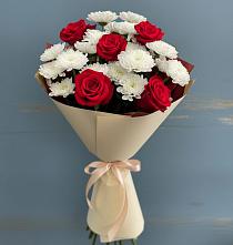 Букет цветов из:  Розы и Хризантемы в Карагайлинском