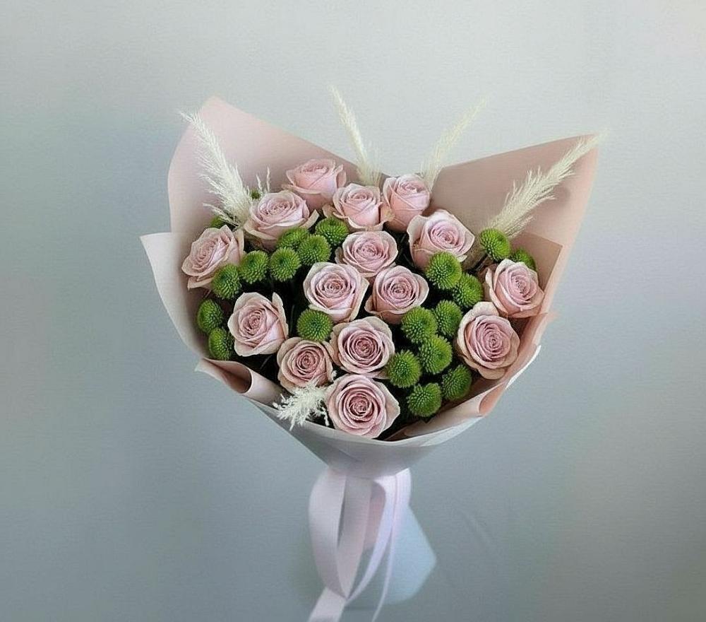 Букет цветов из: Розы и Хризантемы в Карагайлинском