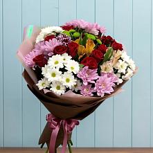 Букет цветов из:  Розы, Хризантемы и Альстромерии в Карагайлинском