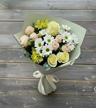 Букет цветов из:  Альстромерии, Розы и Хризантемы в Карагайлинском