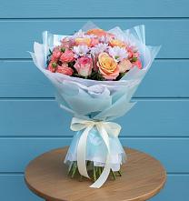 Букет цветов из:  Хризантемы и Розы в Карагайлинском