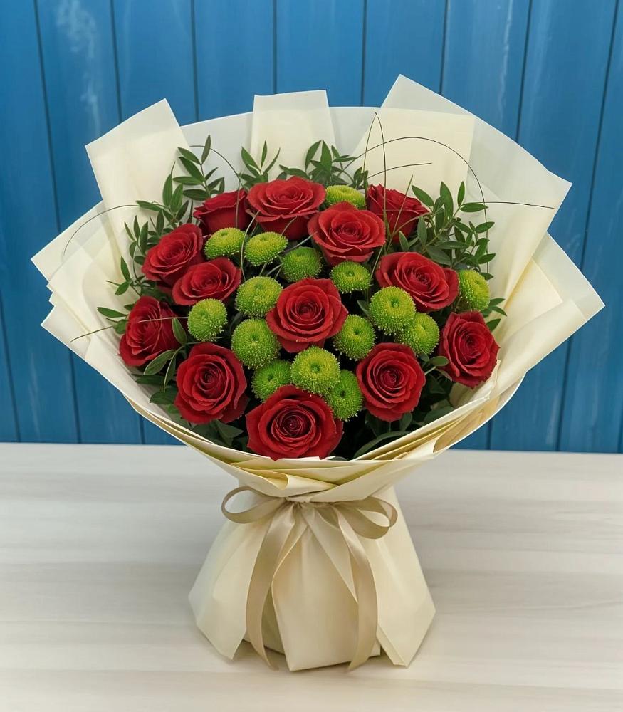 Букет цветов из: Розы и Хризантемы в Карагайлинском